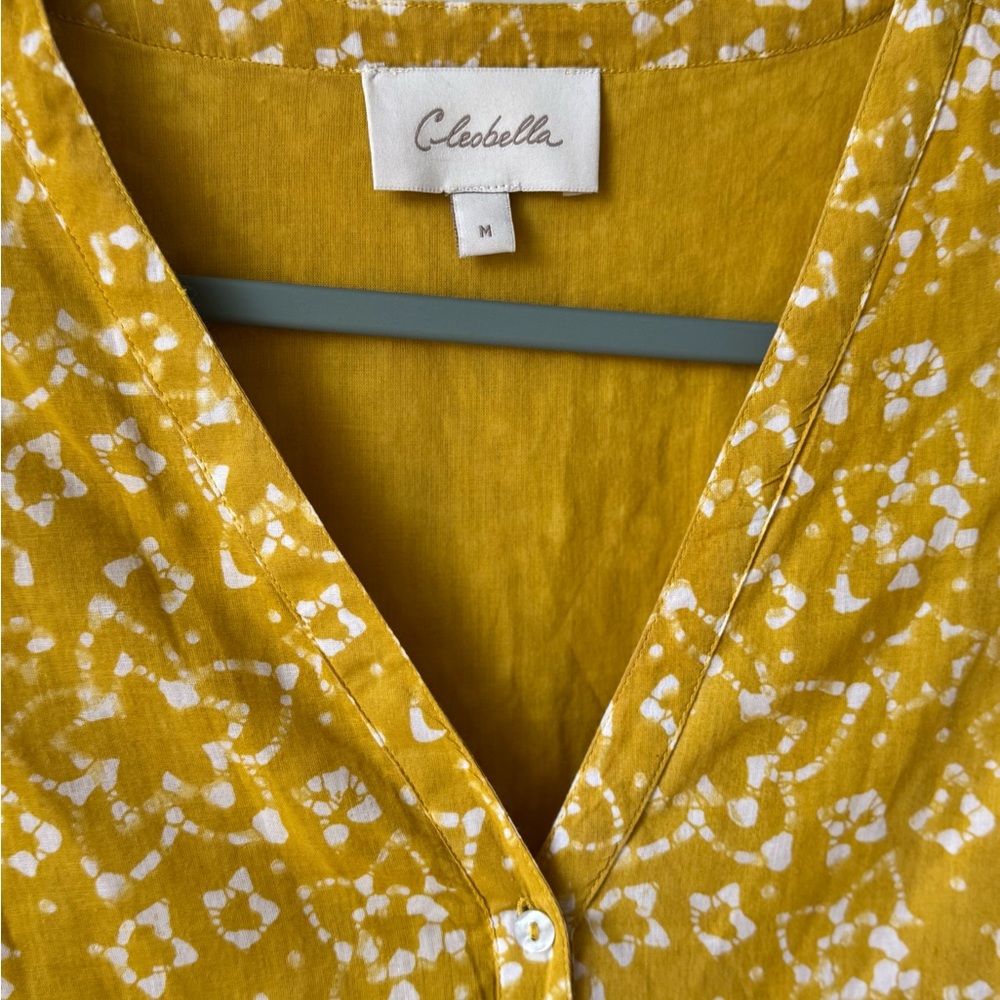 Cleobella Yellow Gold Zia Organic Cotton Size Medium Pattern Short Sleeve Dress - Picture 11 of 16